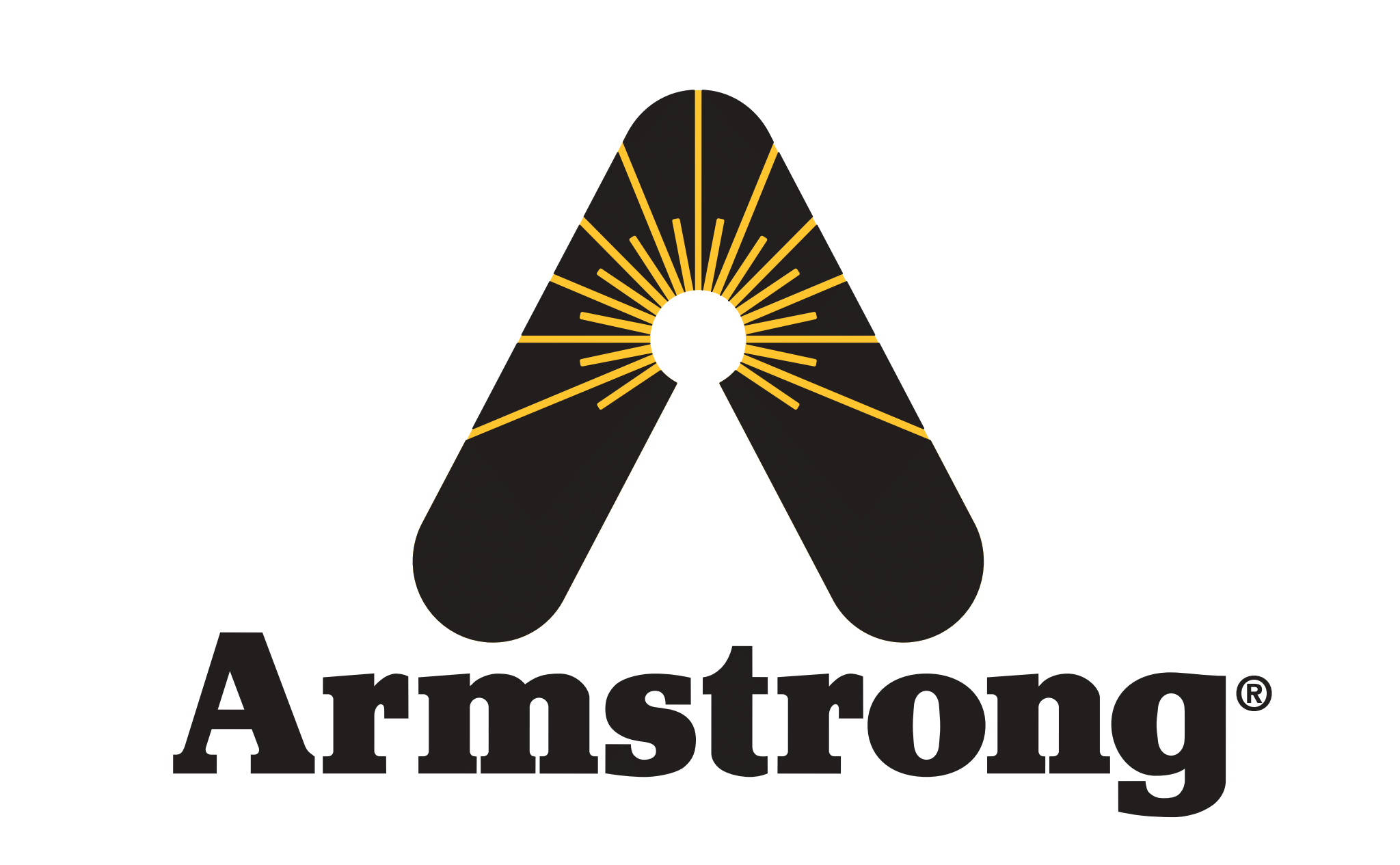 The Armstrong logo of a black letter A with yellow geometric beams shooting out from the center.